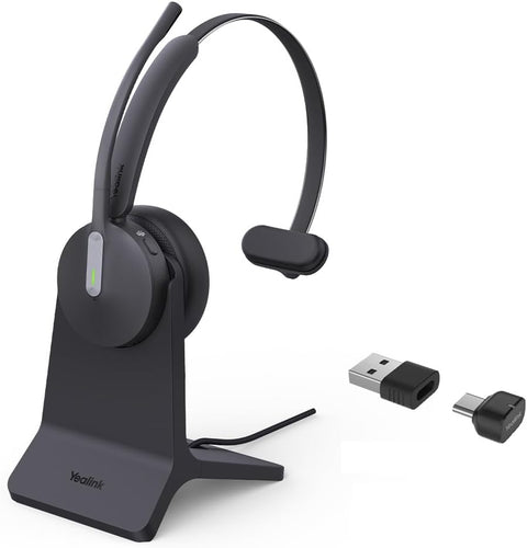 Yealink 1208702 BH70 Mono with Stand Wireless Headset with Mic for Work, Bluetooth Headphone Teams Certified USB C/A