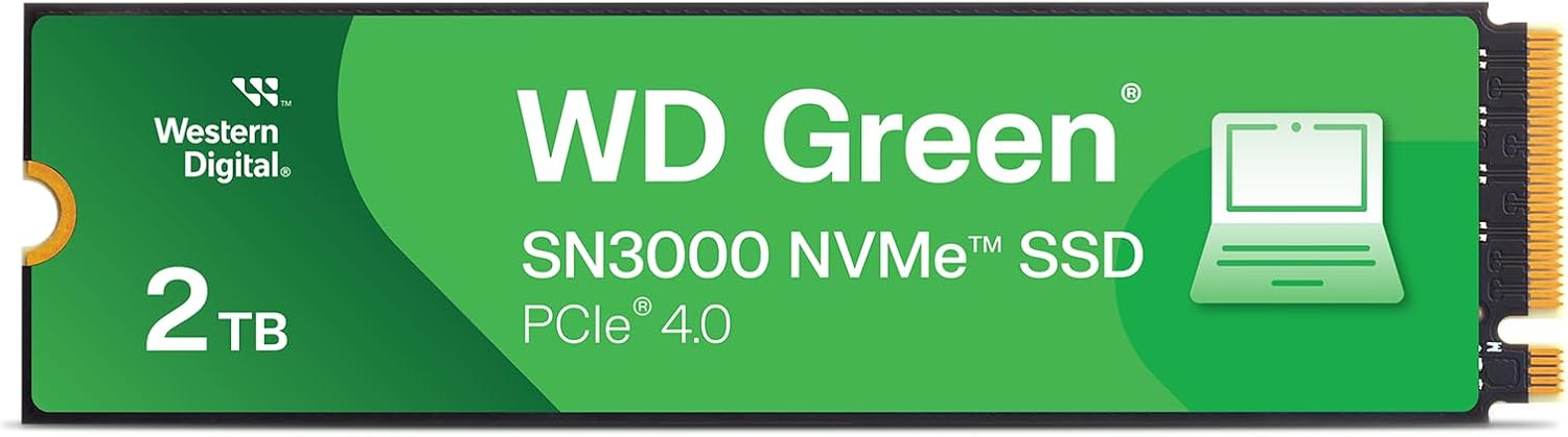WD WDS200T4G0E Internal SSD 2TB WD Green SN3000 (Up to 5,000 MB/s Read) M.2-2280 NVMe