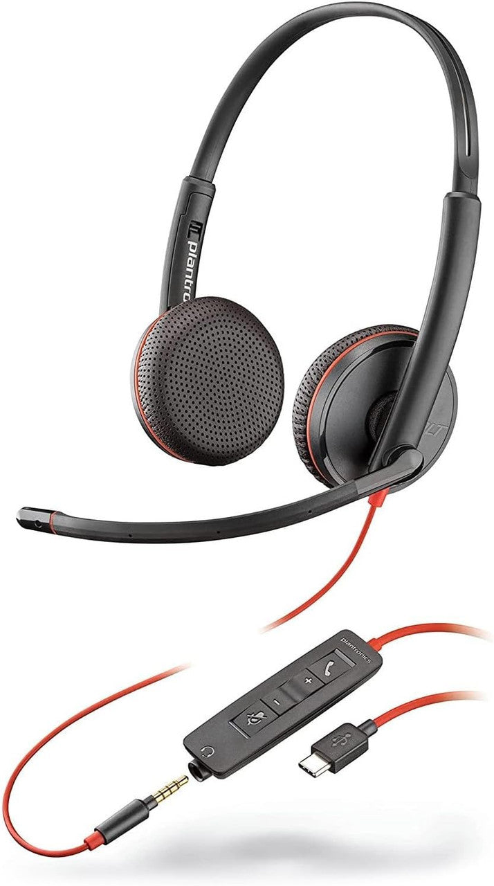 Poly 8M3X7AA#ABA Blackwire 3225 Stereo Headset +USB-C/A Adapter TAA