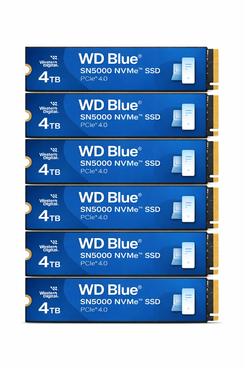 WD 4TB WD Blue SN5000 NVMe Internal Solid State Drive SSD - PCIe Gen 4.0, M.2 2280, Up to 5,500 MB/s (Pack of 6)