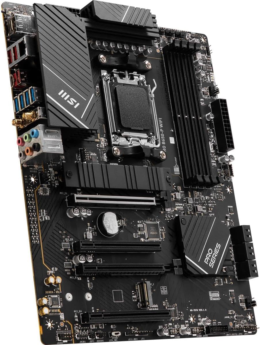 MSI PRO B650-P WIFI ProSeries Motherboard,AMD AM5, ATX, DDR5,PCIe 4.0, M.2, SATA 6Gb/s, USB 3.2 Gen 2, HDMI/DP, Wi-Fi 6E