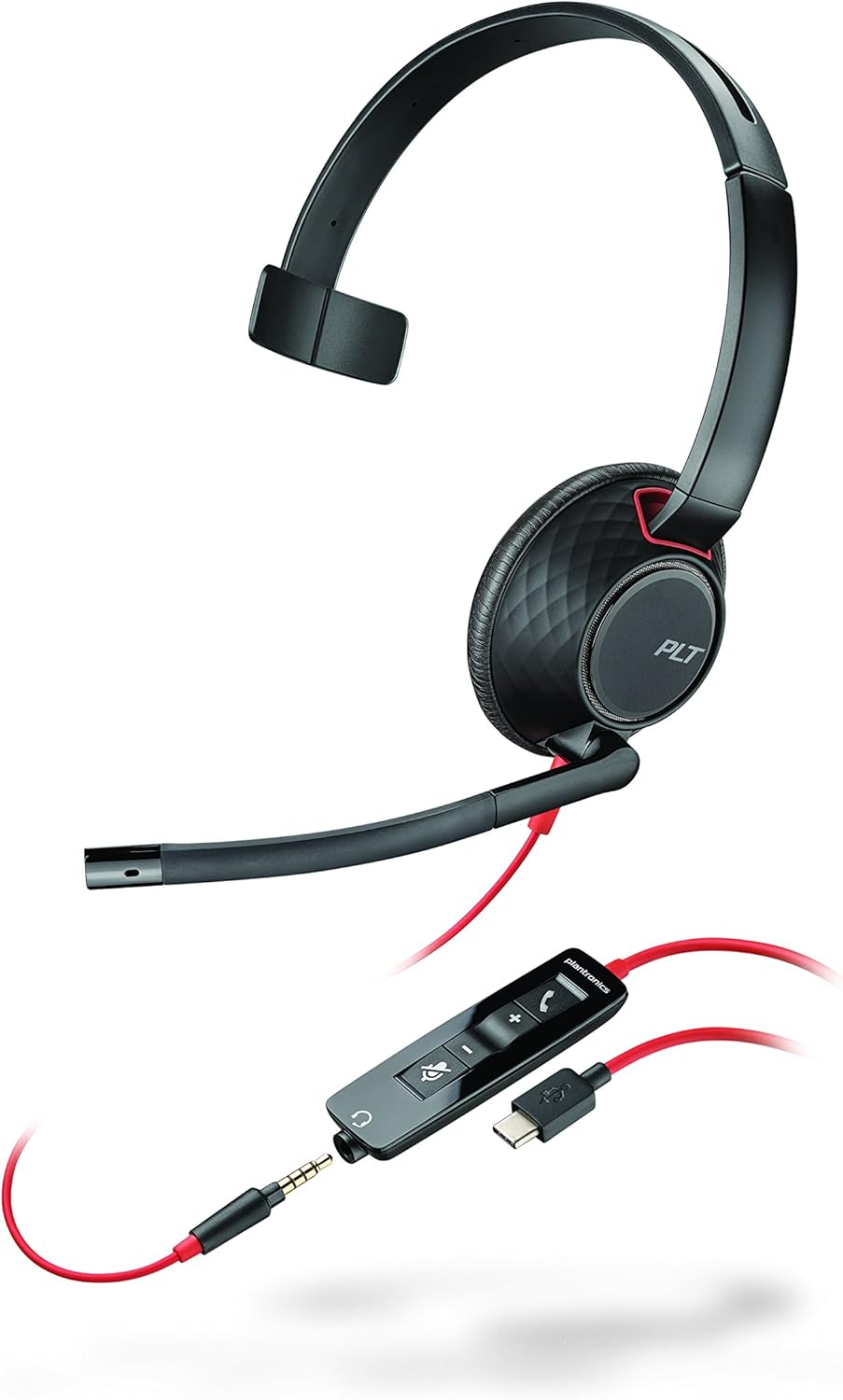Poly 8X230AA Blackwire 5210 Monaural USB-C Headset +3.5mm Plug + USB-C/A Adapter