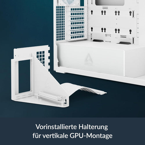 Arctic ACPCC00017A Xtender VG PC Case-Mid Tower-Tempered Glass Panel-Included A-RGB Fans-Vertical GPU Mounting kit - White