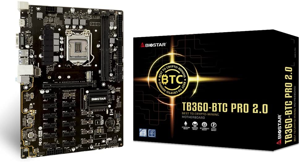Biostar TB360-BTC PRO 2.0 Ver. 6.x LGA1151 DDR4 Supports DX12/HDCP ATX Motherboard (Best to Crypto-Mining)