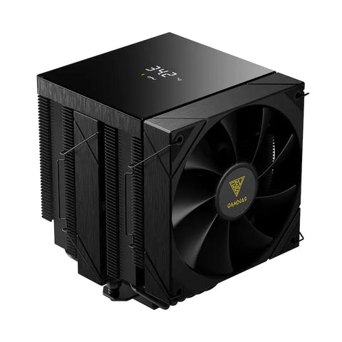 GAMDIAS BOREAS P2-62D AMD/Intel CPU Air Cooler,6 performance Copper Heat Pipes,Dual fans,CPU Temp &Fan RPM display Black
