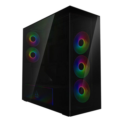 Arctic ACPCC00016A Xtender VG PC Case-Mid Tower-Tempered Glass Panel-Included A-RGB Fans-Vertical GPU Mounting kit - Black