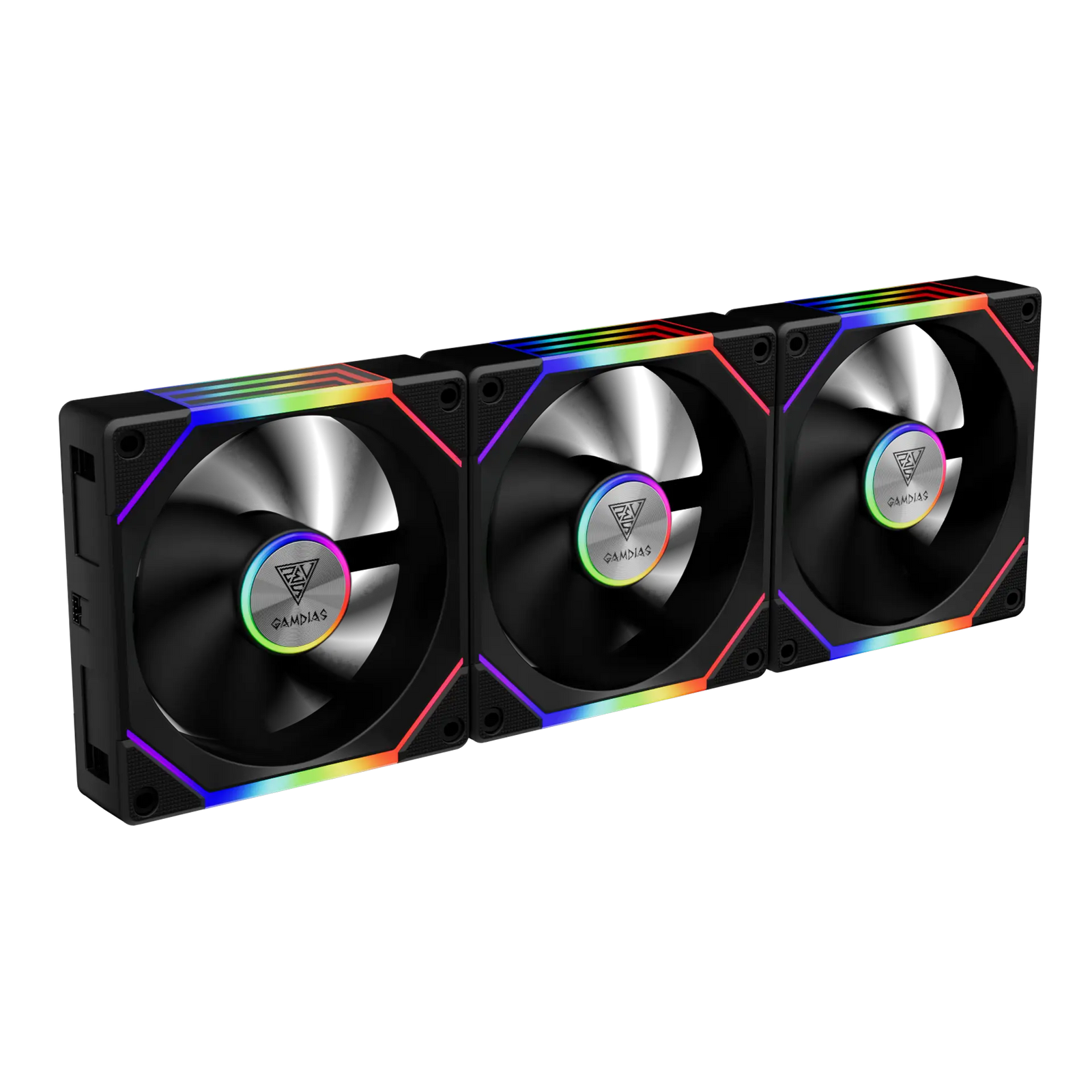 GAMDIAS AEOLUS P2-1203 120mm ARGB PWM Fan (3 Pack, no Hub) Reverse Fan Blade x3 Up to 2400RPM, Black