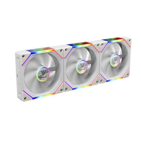 GAMDIAS AEOLUS P2-1203 WH 120mm ARGB PWM Fan (3 Pack, no Hub) Reverse Fan Blade x3 Up to 2400RPM, White