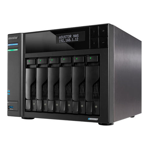 Asustor AS6706T v2 Lockerstor 6 Gen2+ 6 Bay NAS, Quad-Core 2.0GHz CPU, 2x5GbE ,8GB RAM DDR4, 4x M.2 SSD Slots (Diskless)