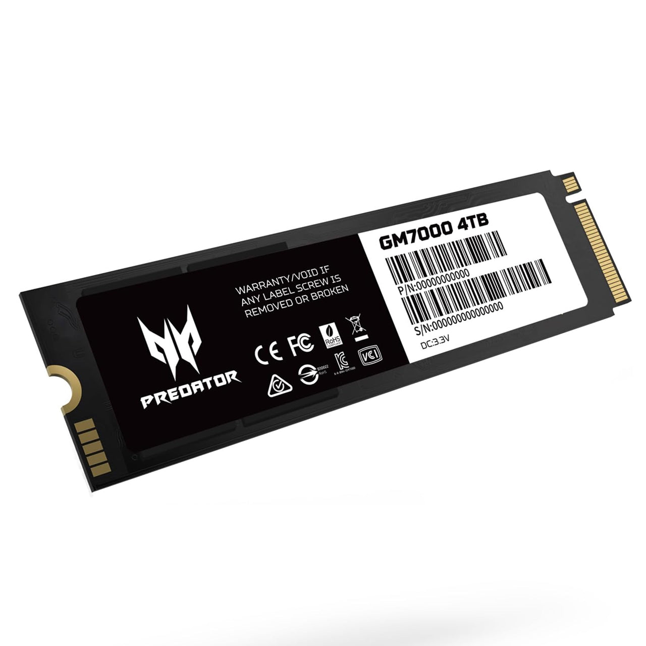 Acer Predator GM7000 4TB NVMe Gen4 Gaming SSD, M.2 2280, Compatible with PS5, PCIe 4.0 Up to 7400MB/s (BL.9BWWR.107)