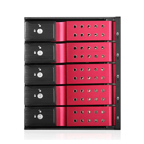 iStarUSA BPN-DE350HD-RED 3x5.25" to 5x3.5" 12Gb/s Cage Red
