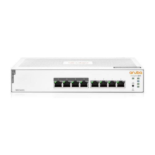HPE Networking Instant On 1830 8-Port Gb | 4-Port Class 4 PoE Smart Switch (65W) - 8X 1G |Fanless | US Cord | JL811A#ABA