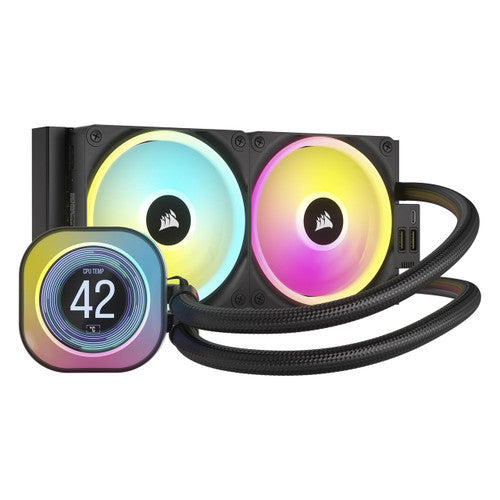 Corsair iCUE Link H100i LCD Liquid CPU Cooler 240mm AIO, QX120 RGB Fans, Fits Intel LGA1700, AMD AM5 (Black) CW-9061007-WW