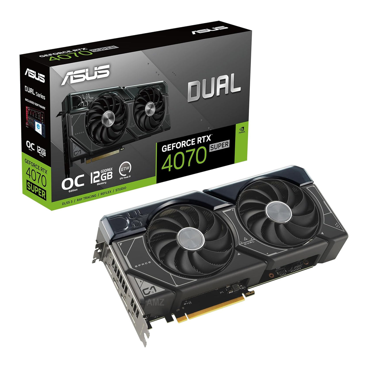 ASUS GeForce RTX 4070 Super OC Edition Graphics Card, PCIe 4.0, 12GB GDDR6X, DLSS 3, HDMI 2.1, DP 1.4a DUAL-RTX4070S-O12G