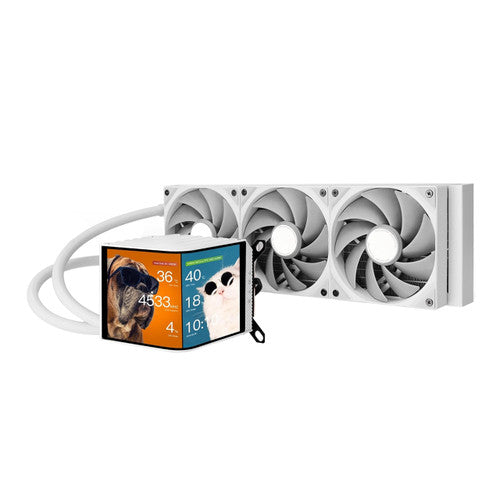 TRYX Panorama 360 Muti-Compatible AMOLED L-Shaped 3D Anamorphic Display Custom AIO Cooler (White) L-P360N-DS3M-G0W