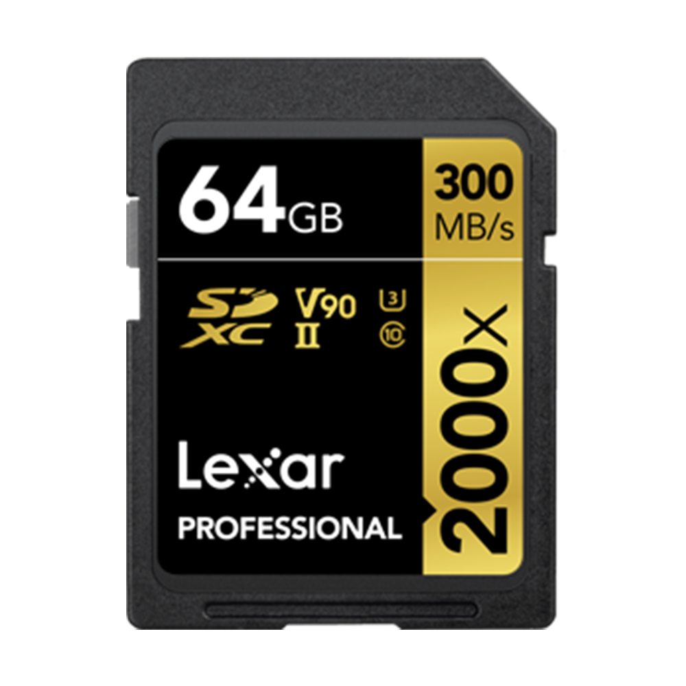 Lexar LSD2000064G-BNNNU Professional 2000x 64GB SDXC UHS-II Card w/o Reader, Up to 300MB/s Read