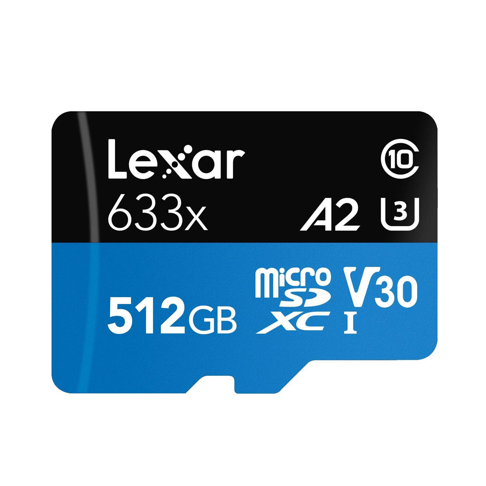 Lexar LSDMI512BBNL633A 512GB High-Performance UHS-I Class 10 U3 633x microSDXC Memory Card with SD Adapter