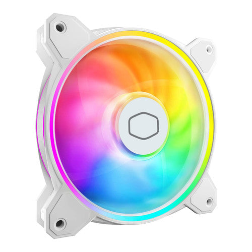 Cooler Master MasterFan MF120 Halo²Fan, Duo-Ring ARGB Gen2 LED 120mm Hybrid Frame Case fan, Liquid-White MFL-B2DW-21NP2-R2