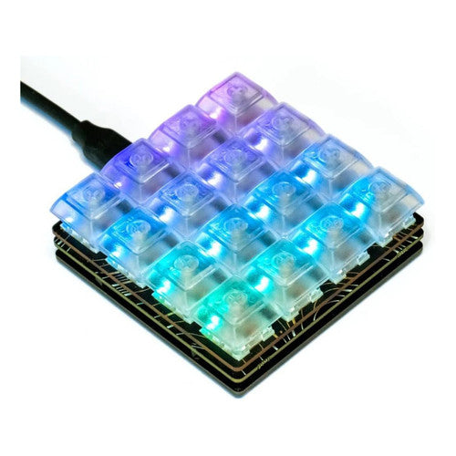 Pimoroni PIM561 Keybow 2040 –Linear(quiet)keys all-in-one 16 key mini mechanical keyboard customisable RGB lighting