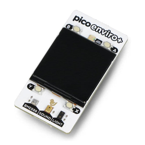 Pimoroni PIM635 Enviro+ Pack add-on for Raspberry Pi Pico and Pico W. It has a built-in colour 1.54" LCD screen
