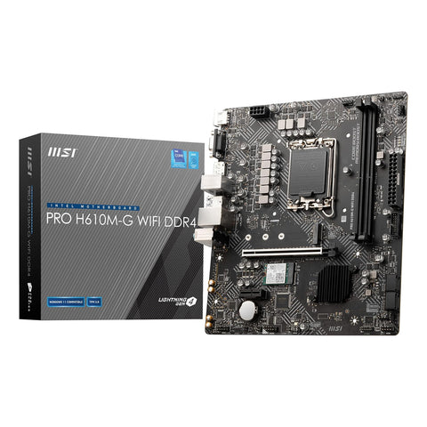MSI LGA 1700 Socket, DDR4, PCIe 4, 2.5G LAN, SATA 6Gb/s, M.2 Slots, USB 3.2, Wi-Fi 5, mATX PRO H610M-G WiFi DDR4
