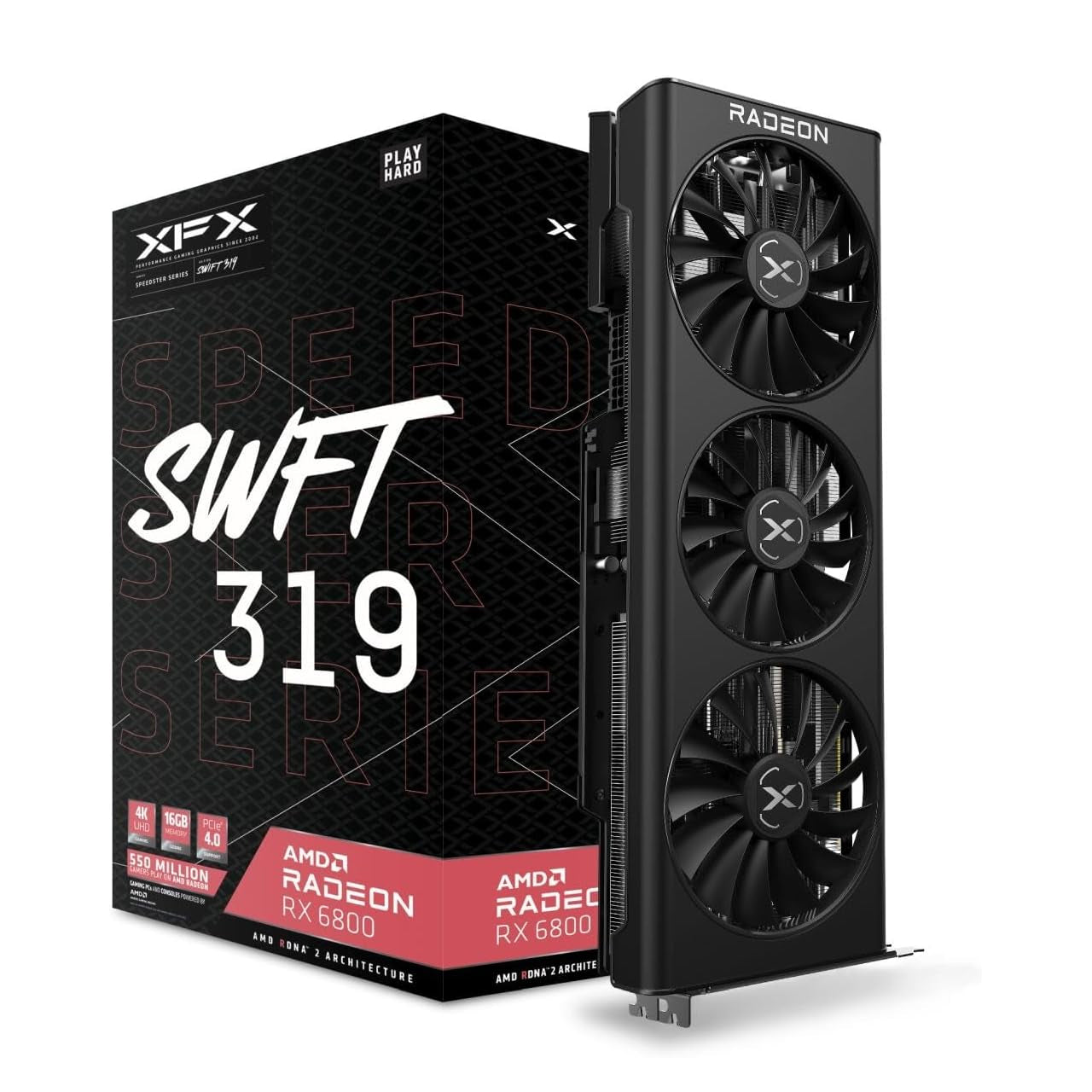XFX Speedster SWFT319 AMD Radeon RX 6800 Gaming Graphics Card with 16GB GDDR6, AMD RDNA 2 RX-68XLAQBD9