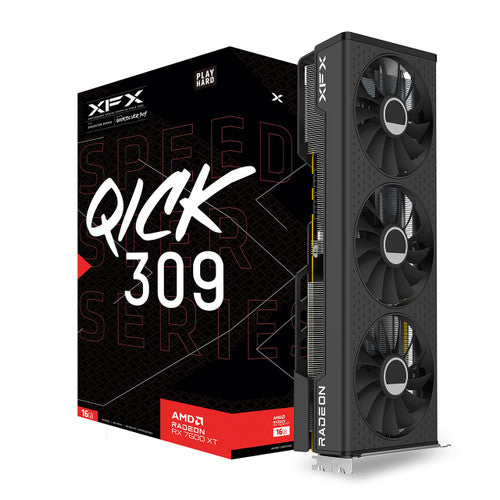 XFX SPEEDSTER QICK309 RADEON RX 7600XT BLACK Gaming Graphics Card with 16GB GDDR6 HDMI 3xDP, AMD RDNA 3 (RX-76TQICKBP)