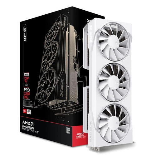 XFX Swift AMD Radeon RX 9070XT Triple Fan White Gaming Edition with 16GB GDDR6 HDMI 3xDP, AMD RDNA 4 RX-97TSWF3W9