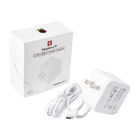 Raspberry Pi Power Adapter Pi5 Official Original 27W Power PD Adapter USB-C 5.1V5A Type-C Interface (White) SC1153