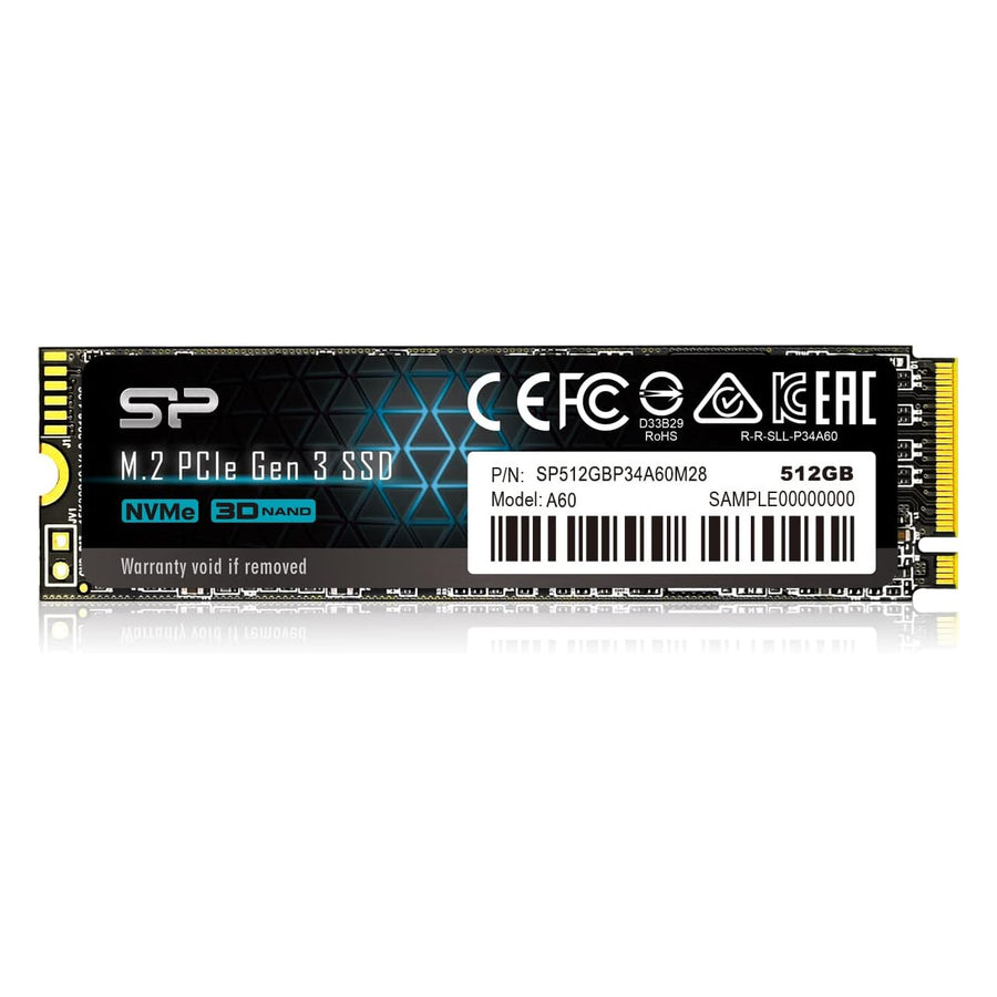 Silicon Power 512GB NVMe M.2 PCIe Gen3x4 2280 SSD read speeds up to 2,200MB/s SP512GBP34A60M28