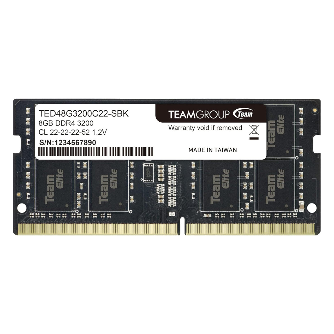 TEAMGROUP TED48G3200C22-S01 Elite DDR4 8GB Single 3200MHz PC4-25600 CL22 SODIMM 260-Pin Memory Module Ram