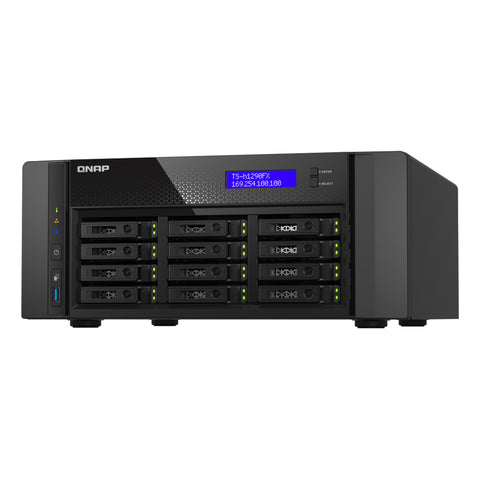 QNAP TS-H1290FX-7302P-256G-US 12-Bay all-flash desktop NAS, AMD EPYC 7302P (up to 3.2GHz),256GB ECC RAM, 2 x 2.5GbE