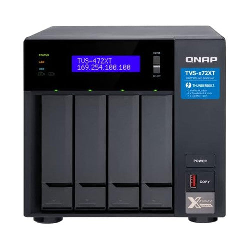 QNAP Ultra-High Speed 4 Bay Thunderbolt 3 NAS,Intel Core i3 4-core Processor, 4GB DDR4 RAM,10G x 1 TVS-472XT-i3-4G-US