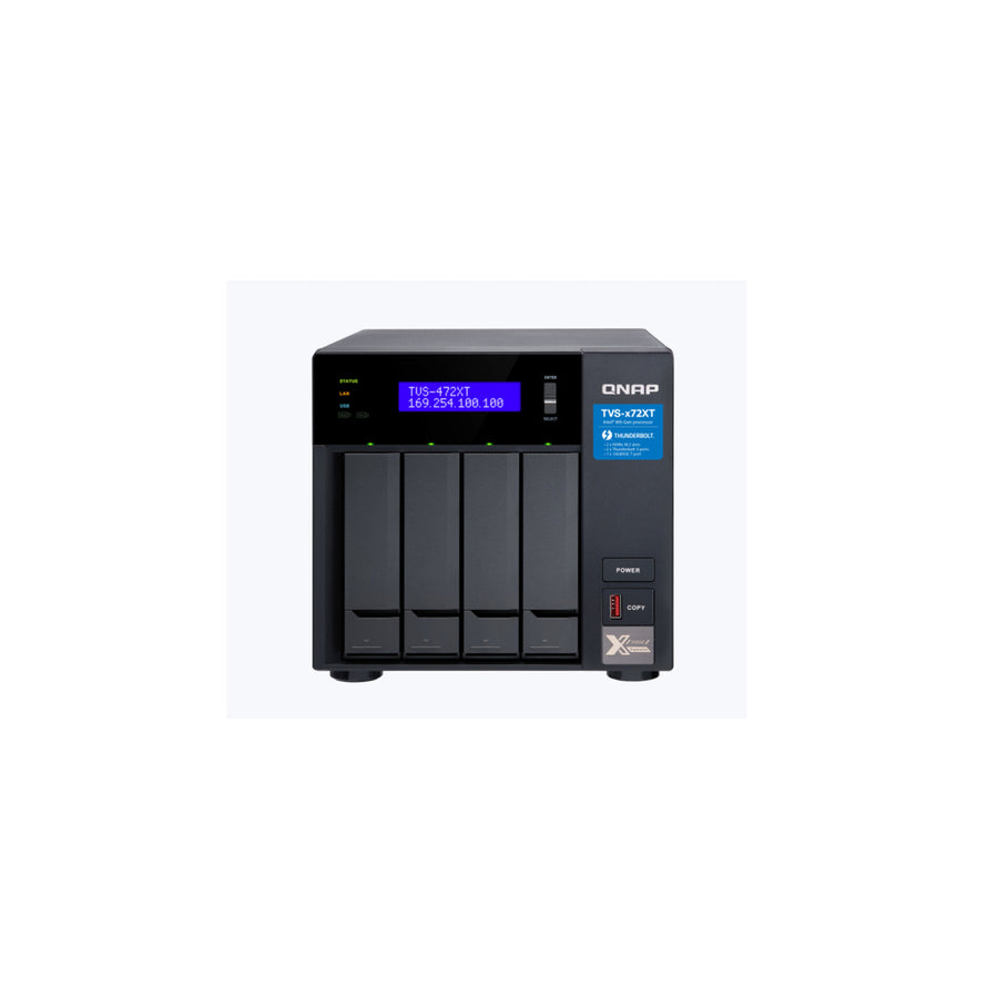 QNAP TVS-472XT 4-Bay NAS Thunderbolt 3 Intel Pentium 2-core 3.1 GHz, 4GB DDR4 RAM, 3.5"/2.5" HDD/SSD slot x 4
