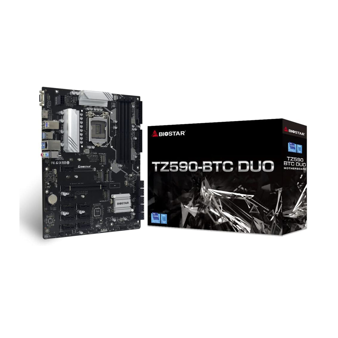 Biostar TZ590-BTC Duo Motherboard for Mining Intel Z590 LGA 1200(Intel 10th and 11th Gen) 9 GPU