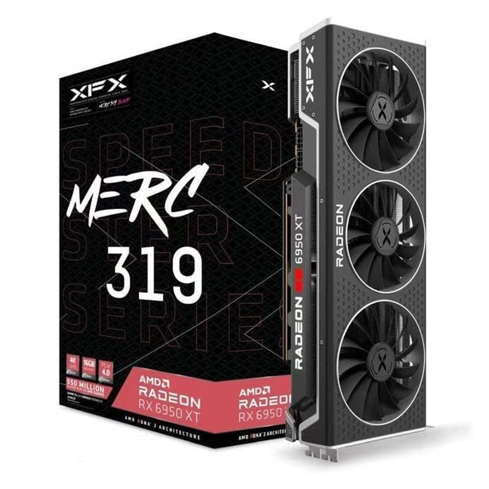 XFX RX-695XATBD9 SPEEDSTER MERC319 RADEON RX 6950XT Black Gaming Graphics Card with 16GB GDDR6 HDMI 3xDP, AMD RDNA 2