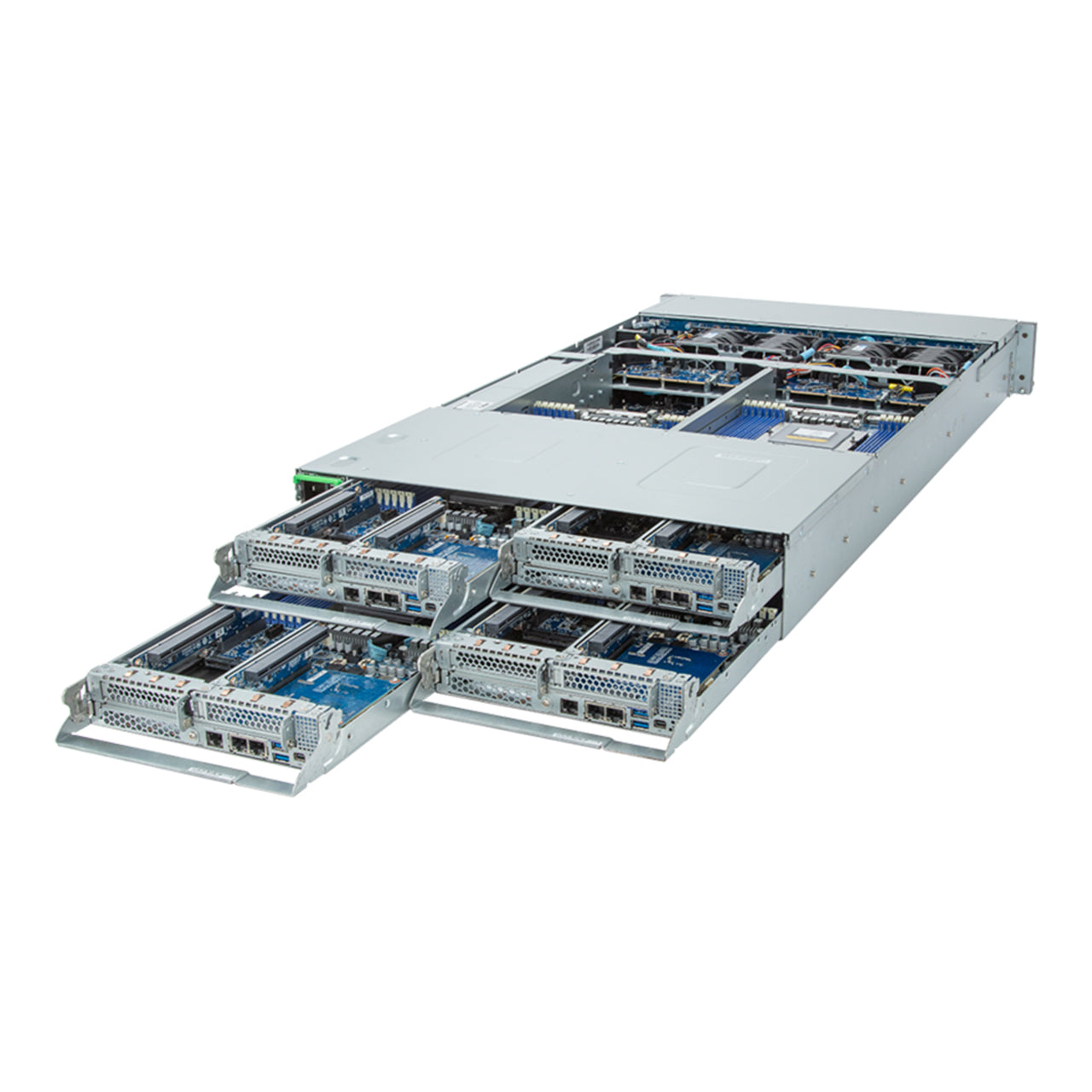 Gigabyte 2U High Density Server Barebone - AMD EPYC 9004, 4-Node Dual CPU, 24x Gen4 NVMe/SATA/SAS Bays (H273-Z80 rev. AAN1)