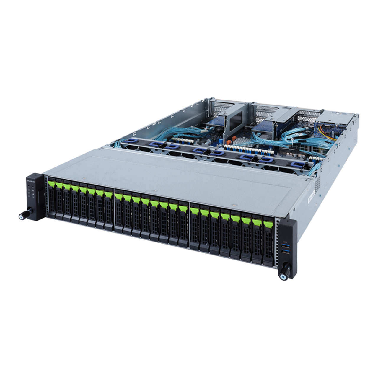 Gigabyte 2U Rack Server Barebone - Intel Gen3 Xeon Scalable, Dual CPU, 24+2 Gen4 NVMe/SATA/SAS Bays (R282-NO0 rev. 100)