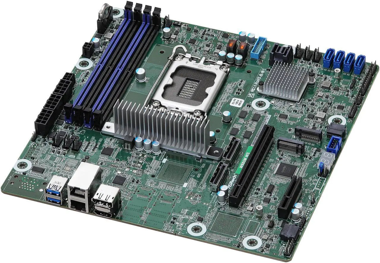 AsRock Rack W880M WS Micro-ATX Motherboard, Intel Core Ultra (Series 2) LGA 1851, DDR5, PCIe 5.0, Dual 1GbE