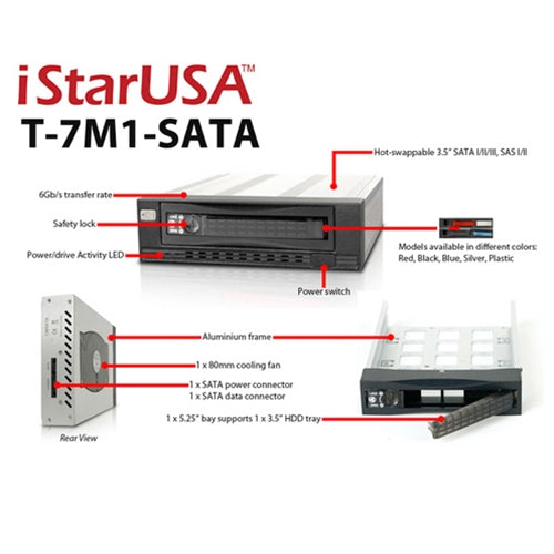 iStarUSA T-7M1-SATA-BPL 1x5.25 Audio SATA Mobile Rack