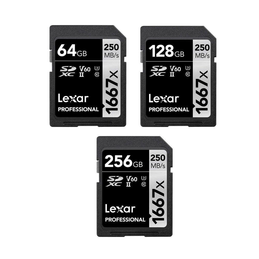 Lexar Professional 1667X 64GB / 128GB / 256GB SDXC Uhs-II/U3 SD Memory Card