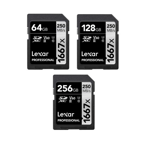 Lexar Professional 1667X 64GB / 128GB / 256GB SDXC Uhs-II/U3 SD Memory Card