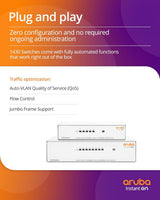 HPE Networking Instant On 1430 26-Port Gb Unmanaged Layer 2 Ethernet Switch | 26x 1G | 2X SFP Uplink | Fan-Less | US Cord | R8R50A#ABA