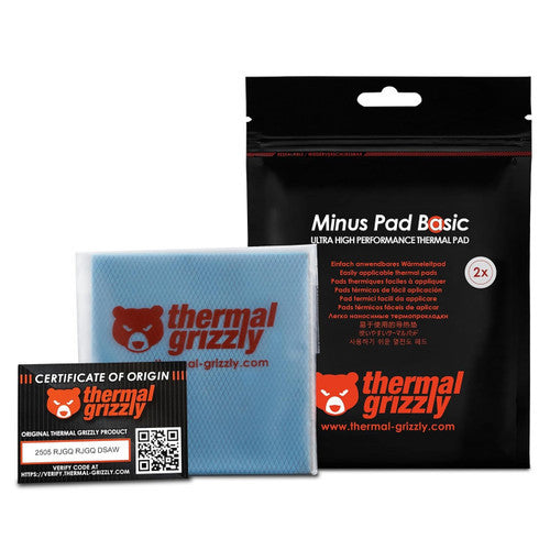 Thermal Grizzly Minus Pad Basic Thermal Interface Pad, 100x100x0.5mm for SSDs, GPUs & Electronics (2-Pack) TG-MP-B-100-100-05-2