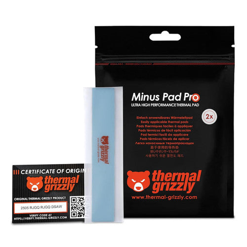 Thermal Grizzly Minus Pad Pro Thermal Interface Pad, 120x20x1.0mm for SSDs, GPUs & Electronics (2-Pack) TG-MP-P-120-20-10-2