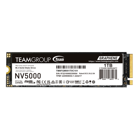 TEAMGROUP TM8FGM001T0C101 NV5000 1TB SLC Cache NVMe PCIe Gen4x4 M.2 2280 Laptop, Desktop SSD ReadSpeed up to 4500 MB/s