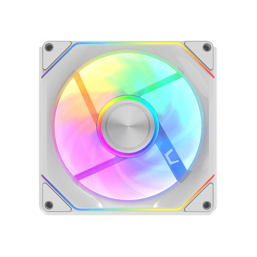 darkFlash G24, Single 120mm Magnetic ARGB PWM Case Reverse Fans, FDB Bearing, Magnetic Splice Design, Up to 2000RPM (No Cables Included) - White