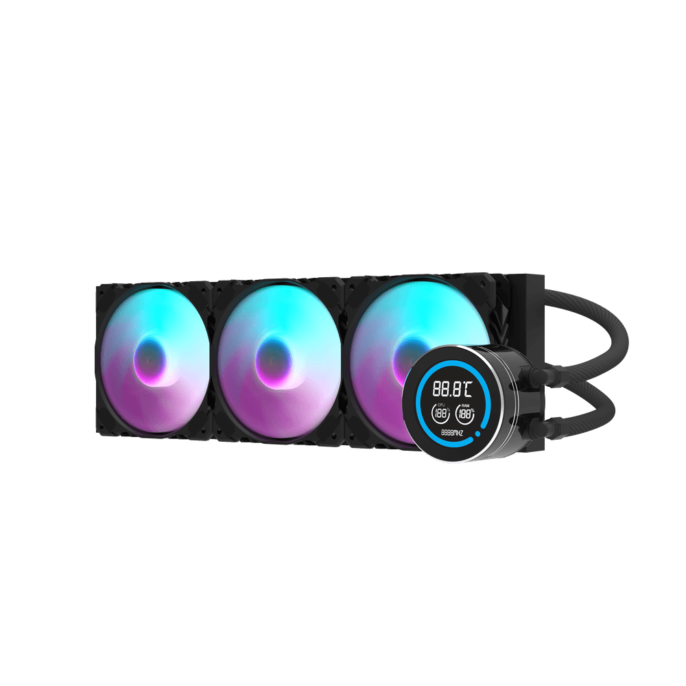 darkFlash DF-DH360D-BK DH360D, 360mm AIO Liquid CPU Cooler w/ Display Screen, ARGB PWM Fans, Intel & AMD Support - Black