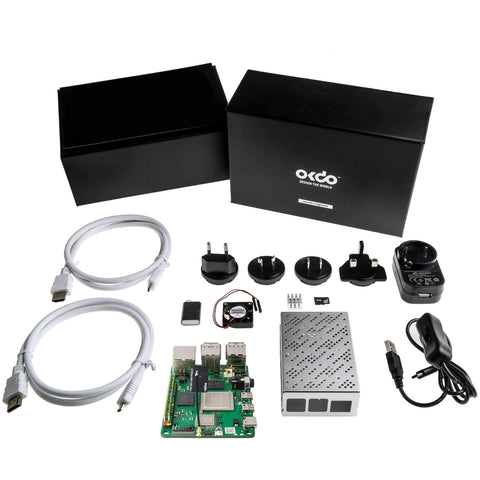OKdo ROCK 4 Model C+ 4GB Single Board Computer Starter Kit with PSU, Case, Preloaded Linux OS, Heat Sink, Fan 230-6199