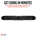 Poly Studio X52 All-In-One Video Bar & TC10 Controller Kit, 4KUHD-60 fps, H.264 High Profile, USB-Wireless LAN 8D8L1AA#ABA